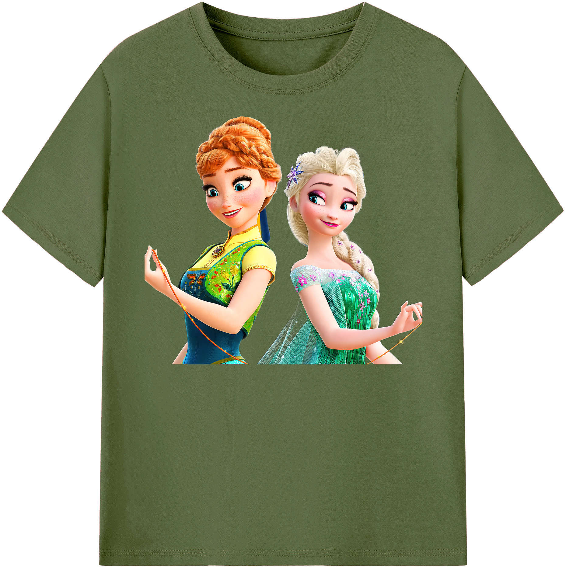 （画像用） アナと雪の女王 アンナ エルサ Frozen Anna Elsa 綿100％半袖Tシャツ（フロントプリント）